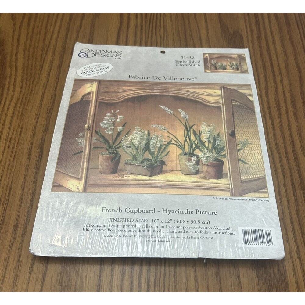 Candamar Designs 51432 French Cupboard/Hyacinths Embellished Cross Stitch Kit